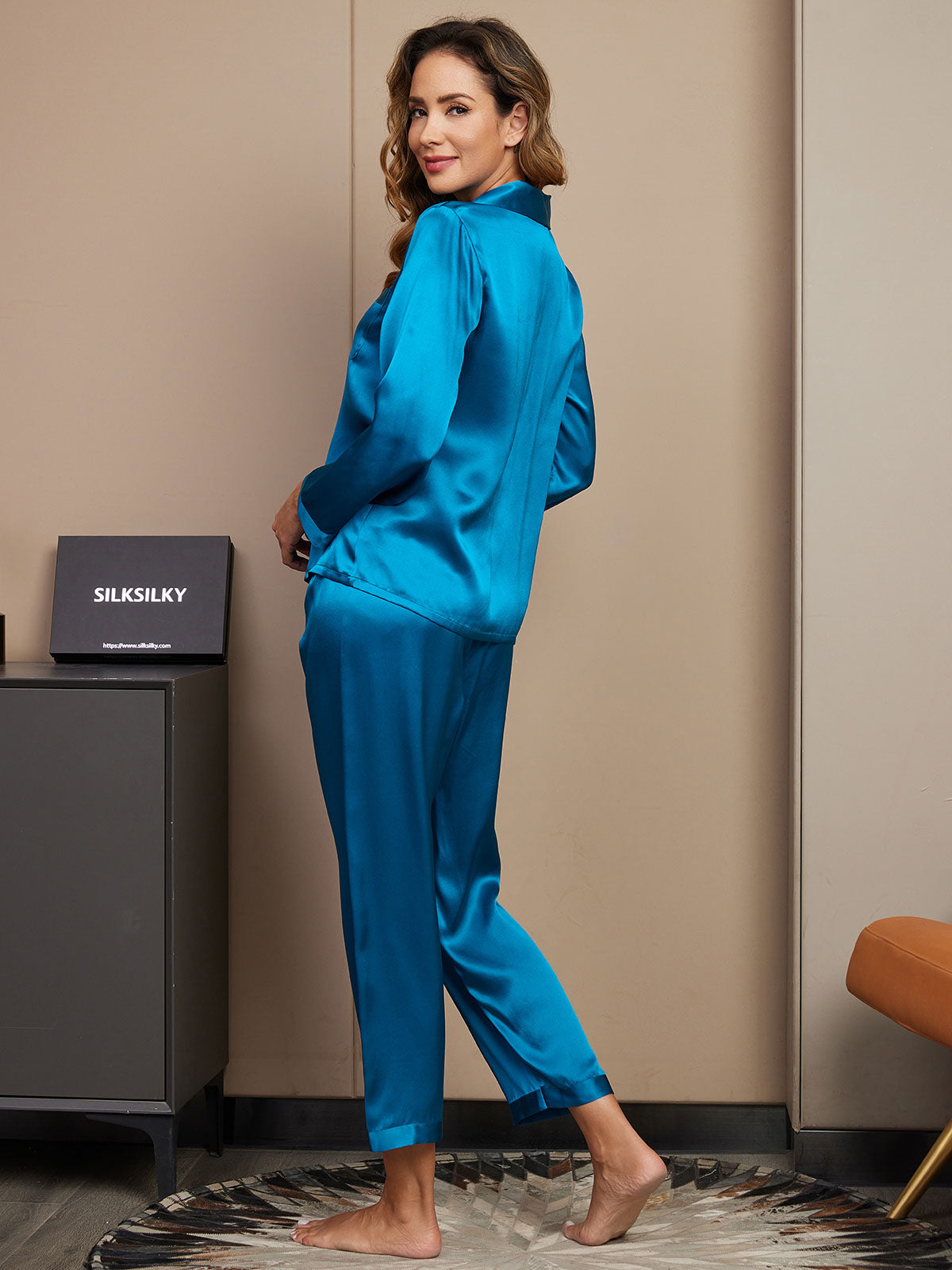 [Verde Acqua] SilkSilky-IT Seta pura Womens Pajamas 002