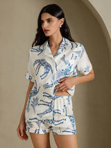 [Giraffa Bianca] SilkSilky-IT Short Sleeve Notch Collar Pigiami da donna 001