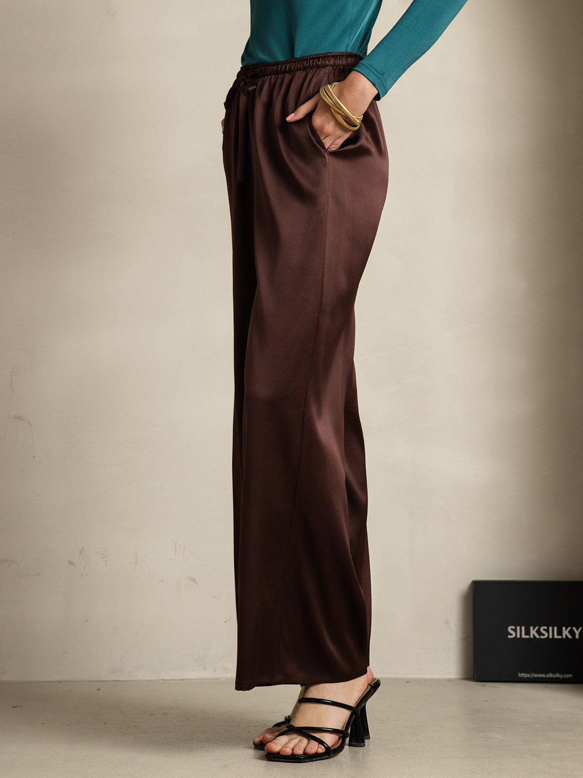 [Caffè] SilkSilky-IT Seta pura Womens Pants 005