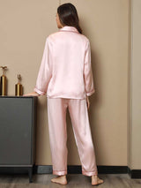 [Rosa] SilkSilky-IT Manica lunga Collo a Taglio Pigiami da donna 002
