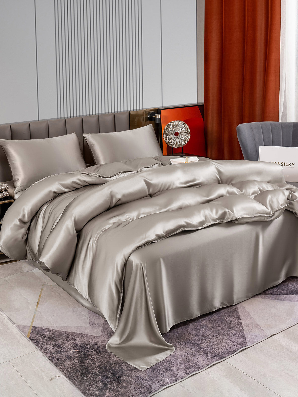 [Grigio] SilkSilky-IT 22Momme Seta pura Bedding Set 004
