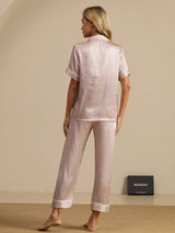[Rosa Cuore Geo] SilkSilky-IT Short Sleeve Lapel Collar Pigiami da donna 002