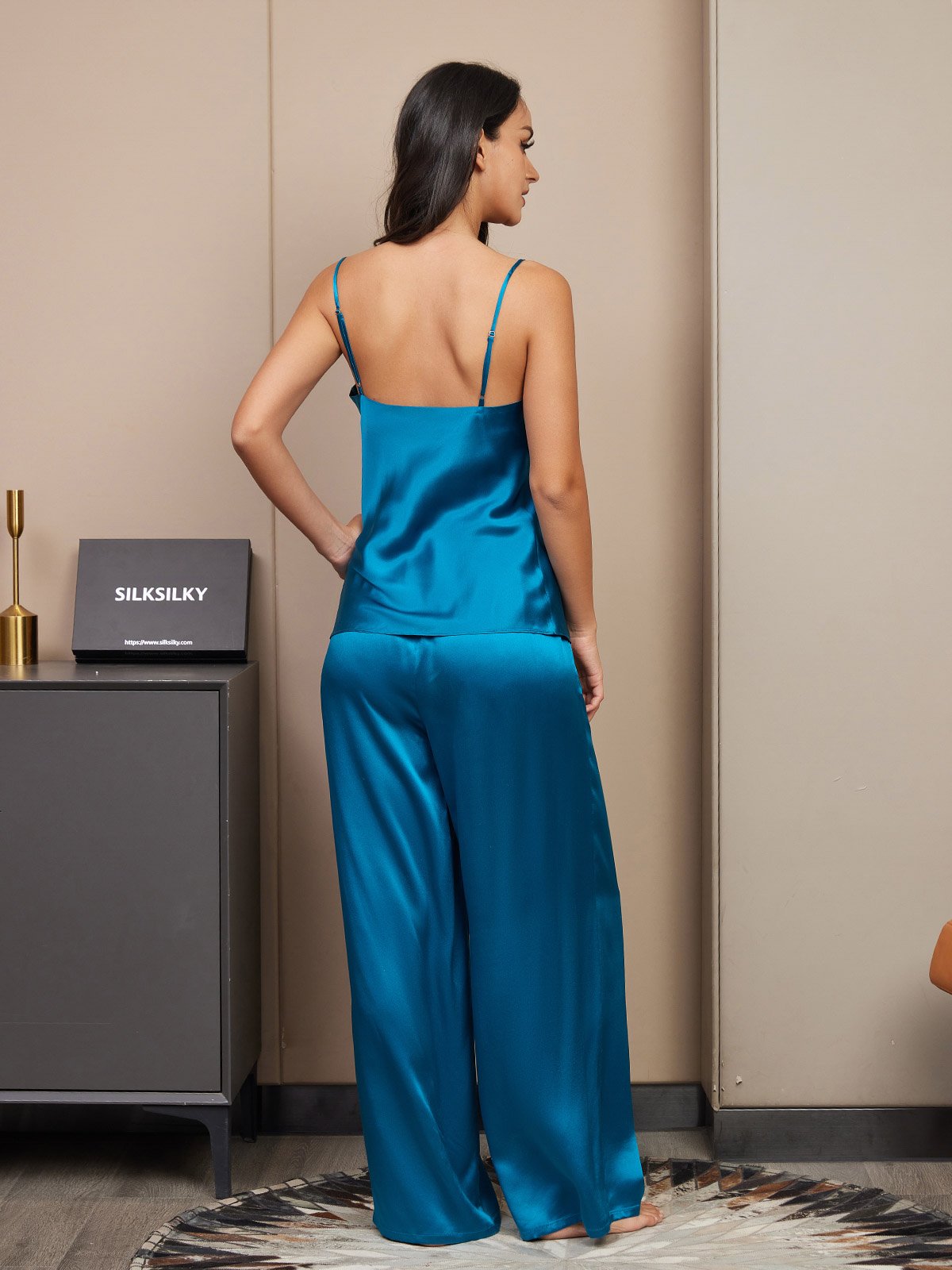 [Verde Acqua] SilkSilky-IT Seta pura Camisole Set 002