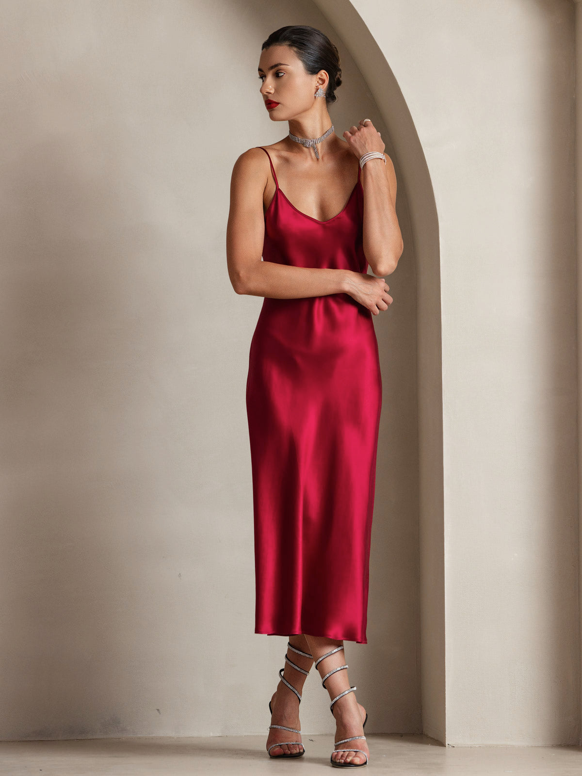 [Vino] SilkSilky-IT Senza maniche Vestiti da donna 006