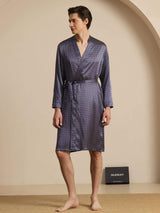 [Ginkgo Blu Navy] SilkSilky-IT Long Sleeve V Neck Vestaglia da uomo 003