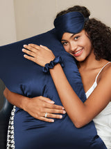 [Blu Scuro] SilkSilky-IT 19Momme Seta pura Pillowcase Set 003