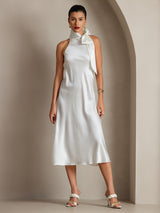 [Bianco] SilkSilky-IT Sleeveless Halter Vestiti da donna 008