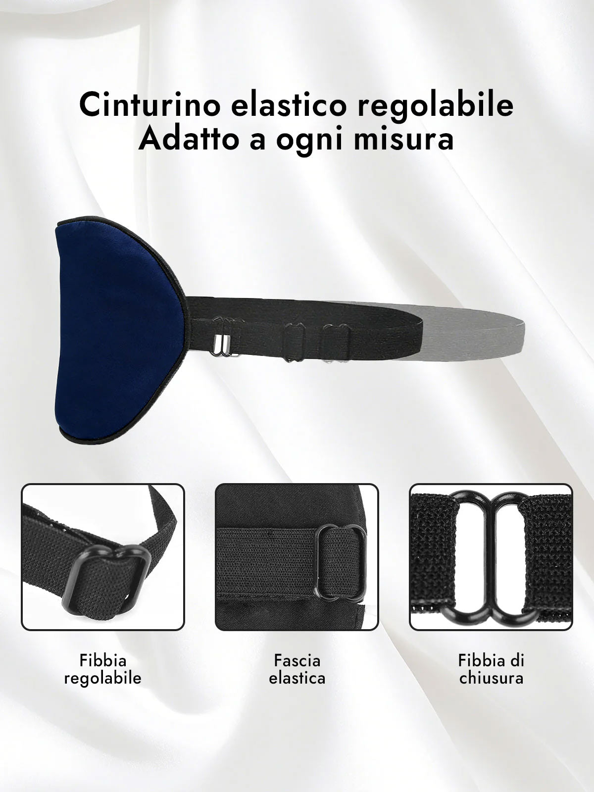 [Blu Scuro] SilkSilky-IT Mascherina da Notte 004