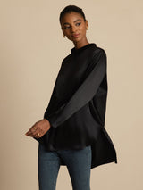 [Nero] SilkSilky-IT 19Momme Manica lunga Collo Alto Camicette 003
