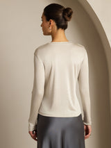 [Grigio] SilkSilky-IT Long Sleeve Crew Neck Magliette donna 002