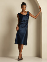 [Blu Scuro] SilkSilky-IT Sleeveless Cowl Neck Vestiti da donna 005