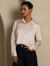 [Rosa Chiaro] SilkSilky-IT Long Sleeve Lapel Collar Camicie da donna 008