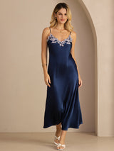 [Blu] SilkSilky-IT Sleeveless V Neck Vestiti da donna 007