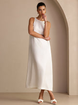 [Bianco] SilkSilky-IT Sleeveless Crew Neck Vestiti da donna 006