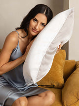 [GrigioChiaro+Bianco] SilkSilky-IT 22Momme Seta pura Pillowcase 002