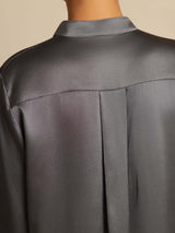 [Grigio Scuro] SilkSilky-IT 19Momme Manica lunga Collo Alto Camicette 007