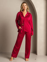 [Vino] SilkSilky-IT 19Momme Manica lunga Collo a Taglio Pigiami da donna 003