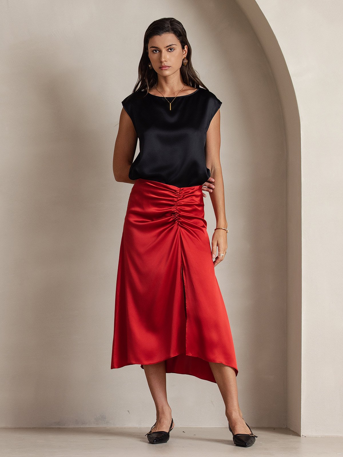 [Nero] SilkSilky-IT 19Momme Seta Womens T-Shirt 005