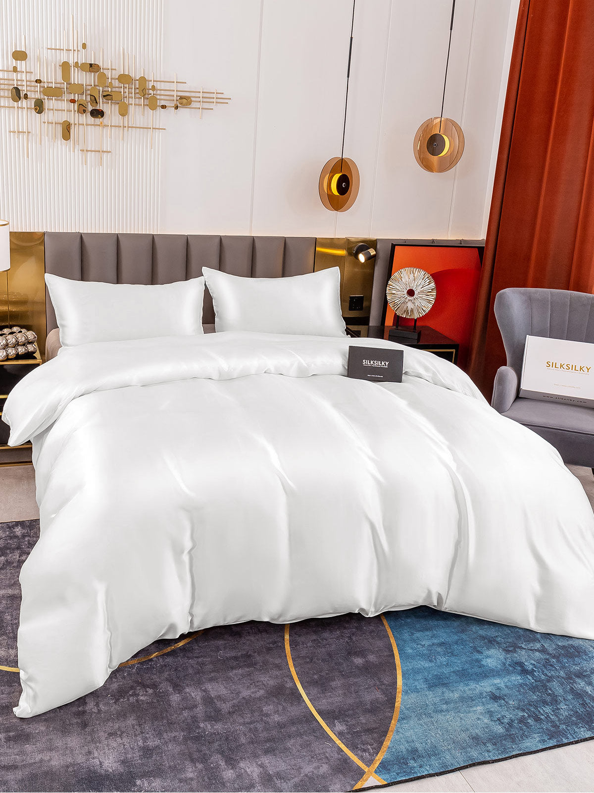 SilkSilky IT 19Momme Seta pura Bedding Set Bianco 003