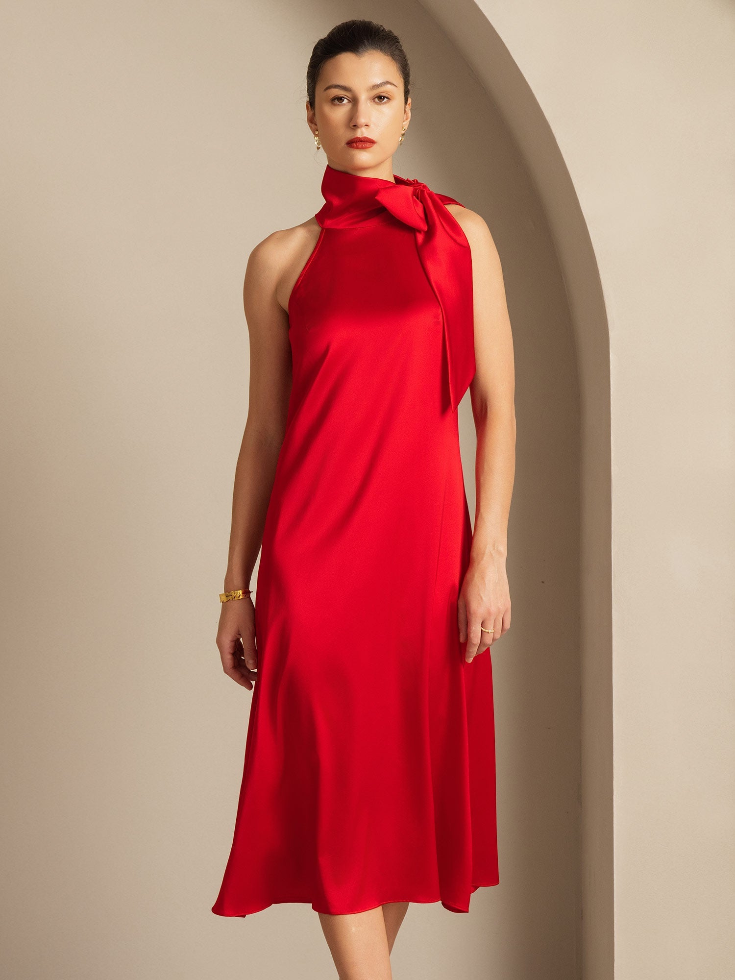 [Rosso] SilkSilky-IT 19Momme Seta Dress 006,