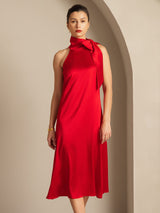 [Rosso] SilkSilky-IT Sleeveless Halter Vestiti da donna 003