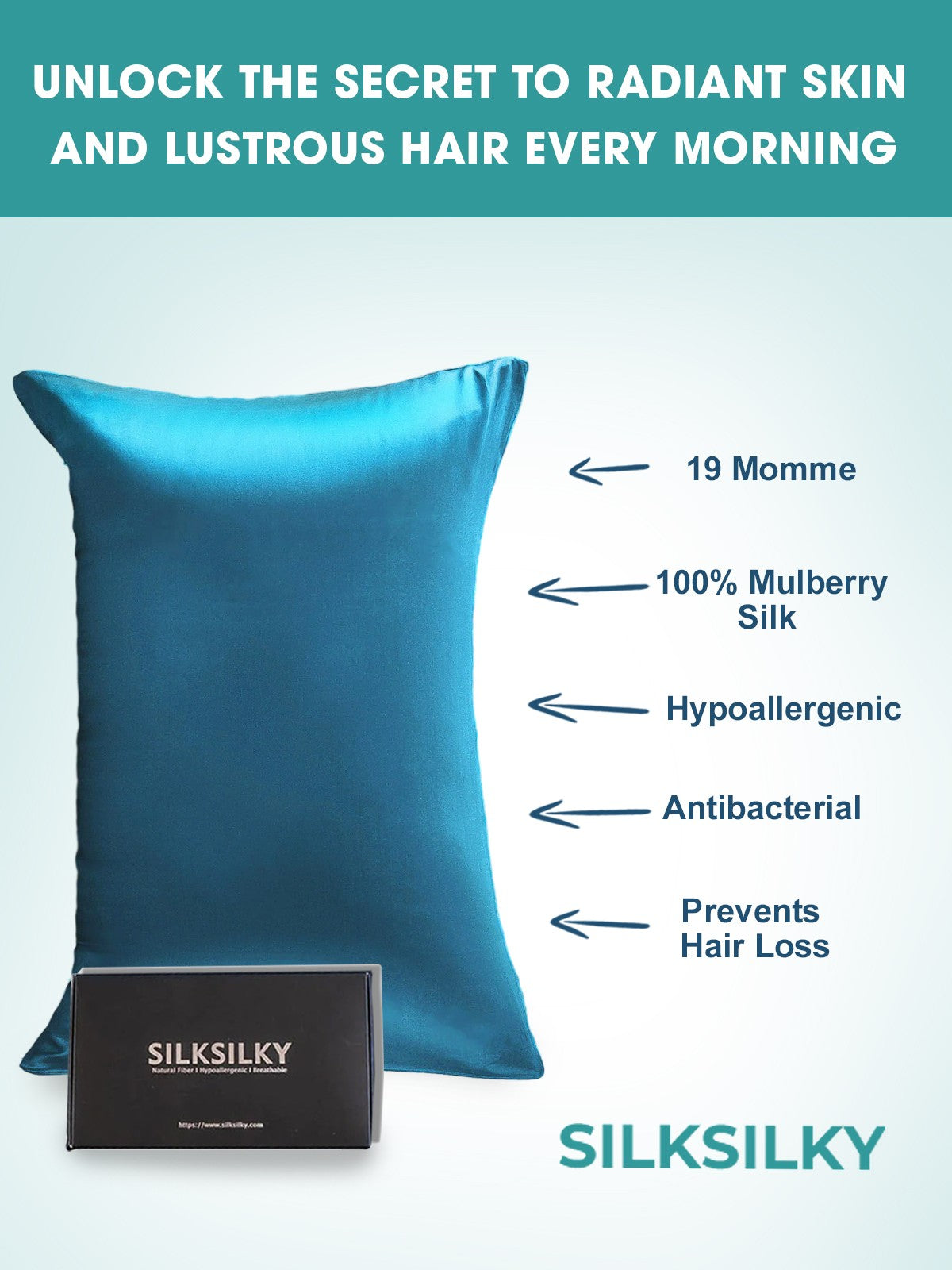 [Verde Acqua] SilkSilky-IT 19Momme Seta pura Pillowcase 003