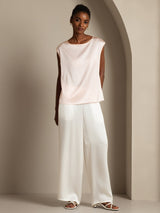 [Rosa] SilkSilky-IT Cap Sleeve Round Neck Magliette donna 005