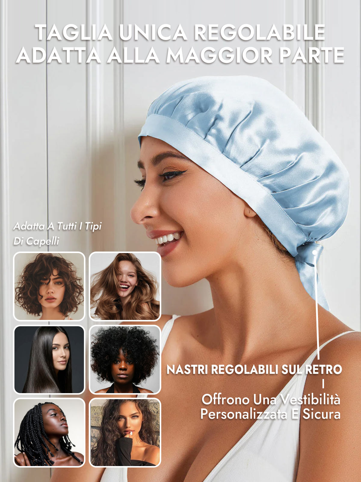 [Azzurro] SilkSilky-IT Cuffia di seta 006