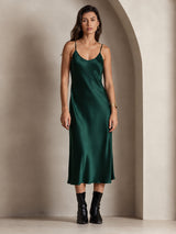 [Verde Scuro] SilkSilky-IT Sleeveless V Neck Camicia da notte 001