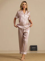 [Rosa Cuore Geo] SilkSilky-IT Short Sleeve Lapel Collar Pigiami da donna 001