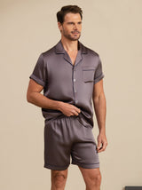 [Grigio Porpora] SilkSilky-IT Short Sleeve Lapel Collar Pigiami da uomo 006