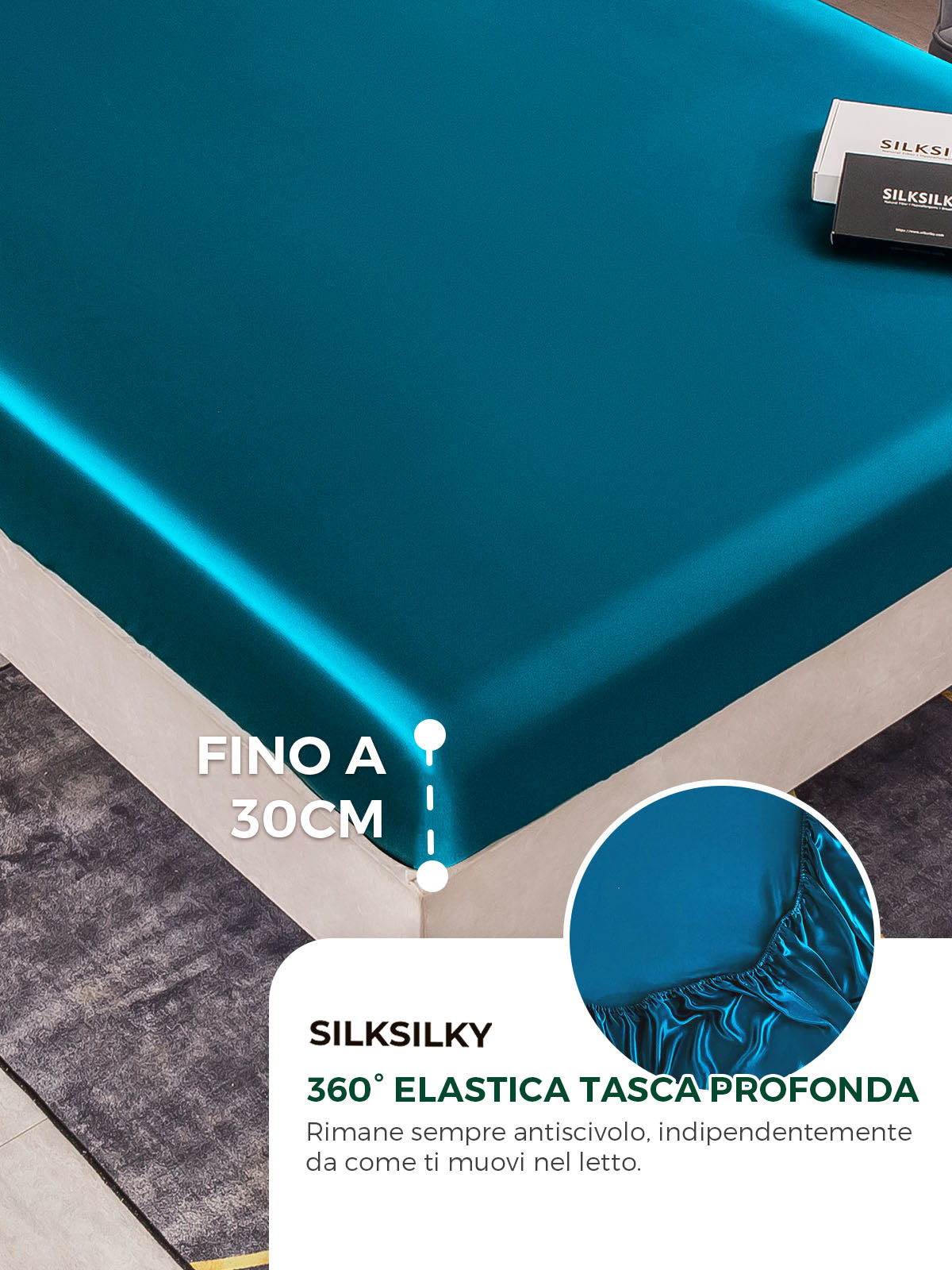 [Verde Acqua] SilkSilky-IT 19Momme Seta pura Sheet 004