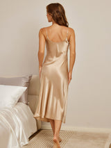 [Champagne] SilkSilky-IT Sleeveless V Neck Camicia da notte 003