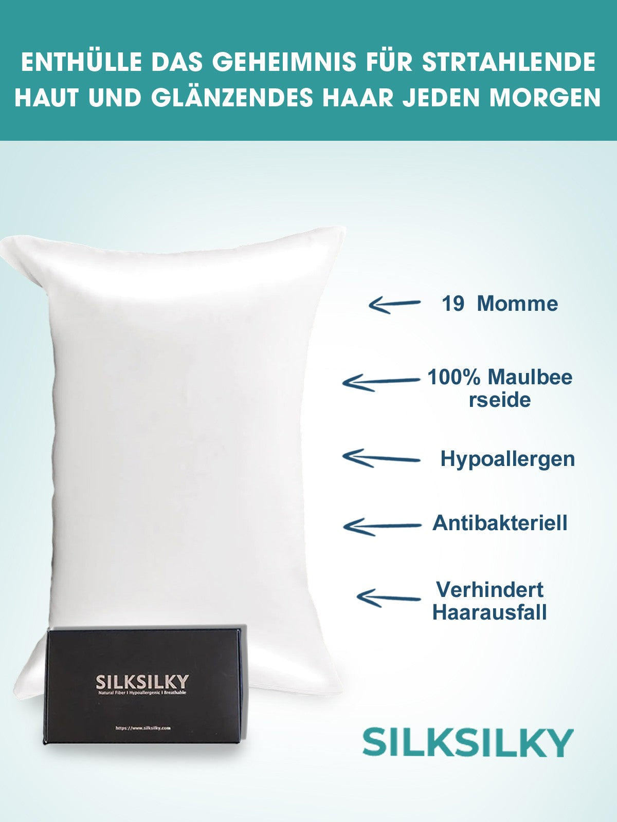 [Bianco] SilkSilky-IT 19Momme Seta pura Pillowcase 002