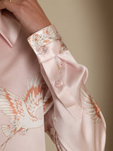 [Rosa] SilkSilky-IT 19Momme Manica lunga Colletto con Revers Camicie da donna 002
