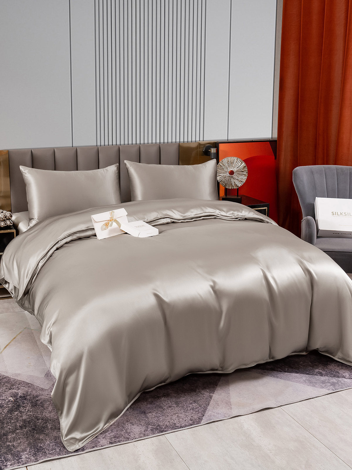 [Grigio] SilkSilky-IT 22Momme Seta pura Bedding Set 005