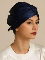 [Blu Scuro] SilkSilky-IT 22Momme Cuffia di seta 001