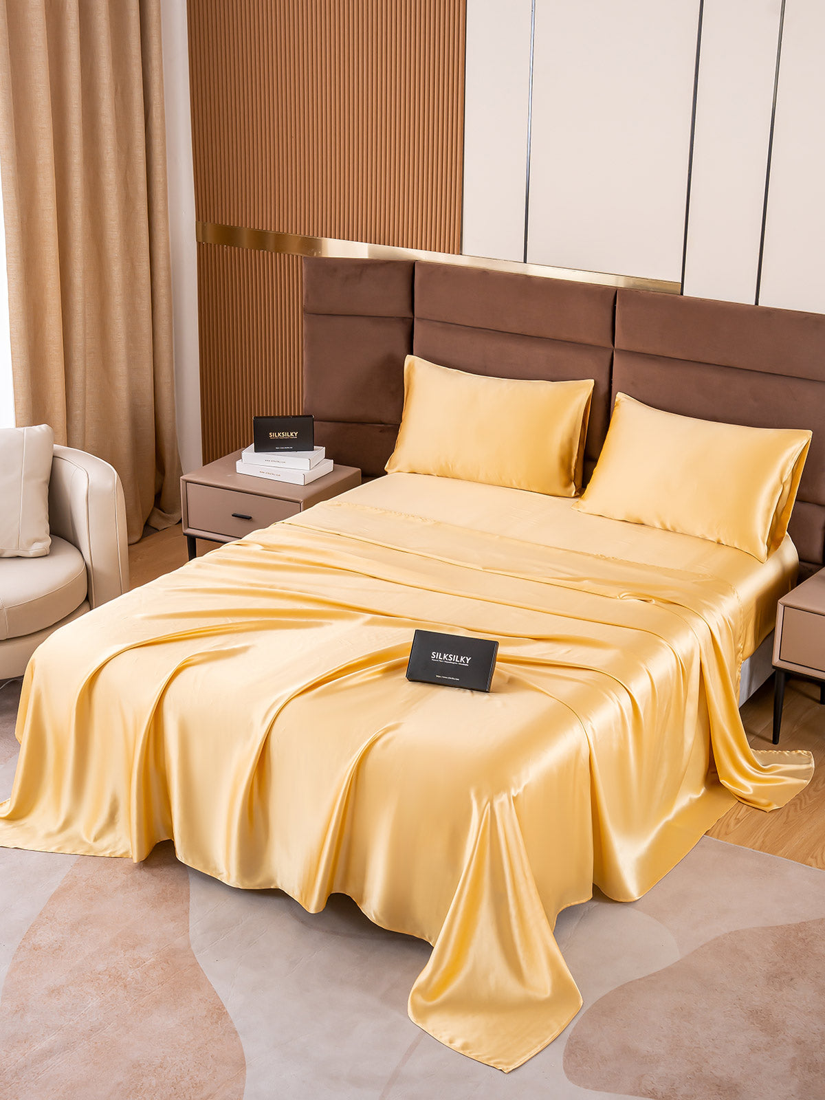 [Champagne] SilkSilky-IT 19Momme Seta pura Bedding Set 002