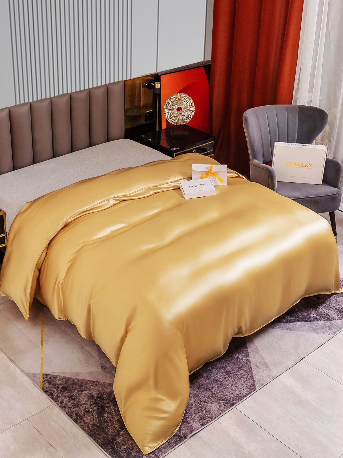 [Champagne] SilkSilky-IT 22Momme Seta pura Duvet Cover 002