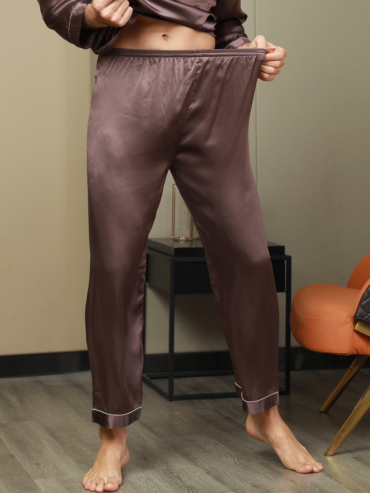 [Caffè] SilkSilky-IT Seta pura Mens Sleep Bottoms 001