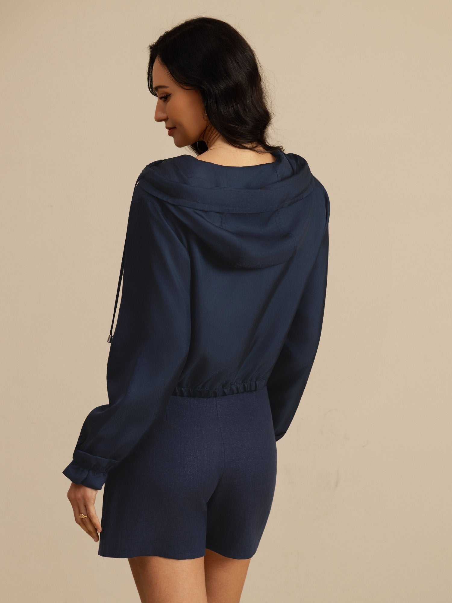 [BluScuro] SilkSilky-IT 18Momme Manica lunga Collo alto Capispalla da donna 002