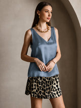 [Verde Petrolio Intenso] SilkSilky-IT Sleeveless V Neck Cami 001