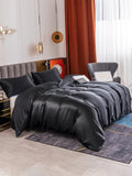 SilkSilky IT 19Momme Seta pura Bedding Set Nero 004