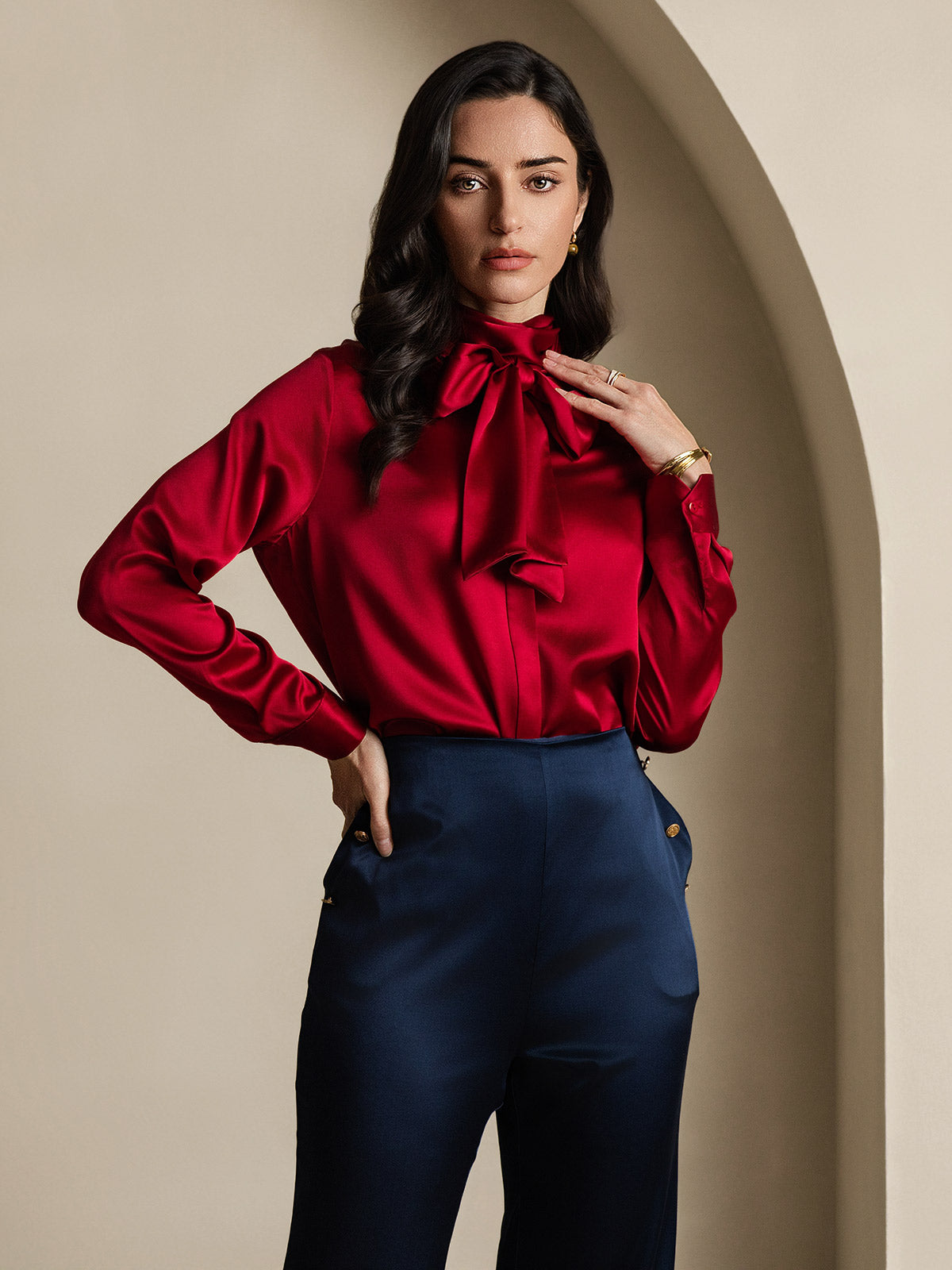 [Vino] SilkSilky-IT 19Momme Seta Womens Shirt 006