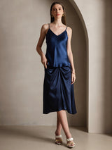 [Blu Scuro] SilkSilky-IT Spaghetti Strap V Neck Cami 003