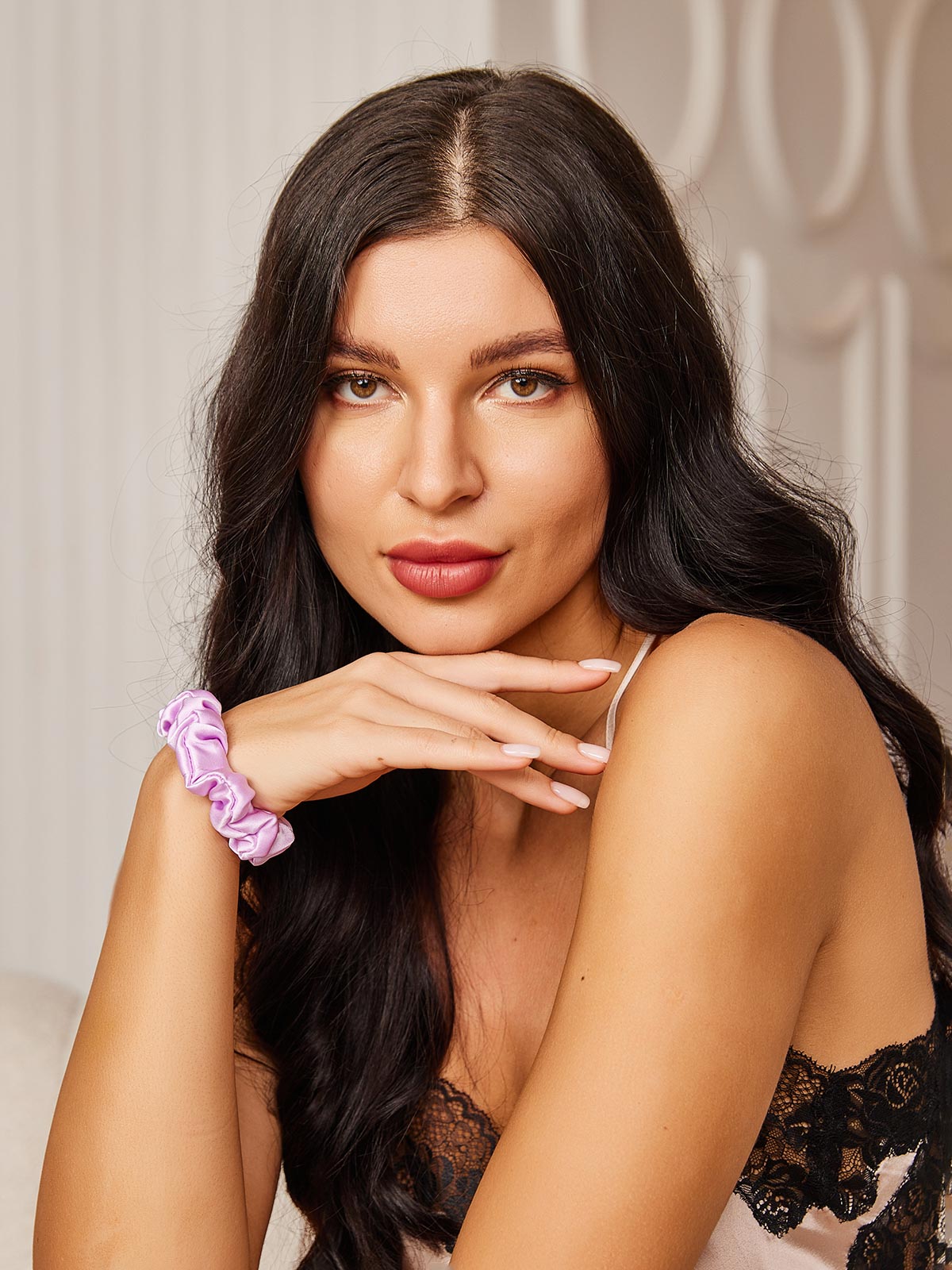 [Lavanda] SilkSilky-IT 19Momme Seta pura Scrunchie 002