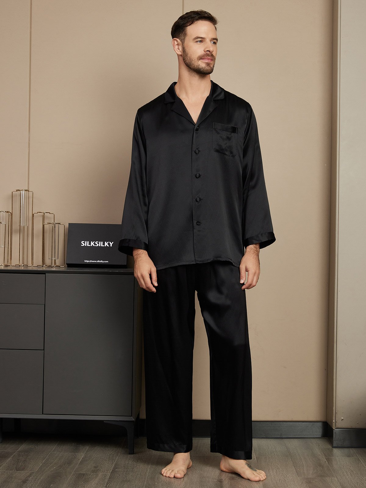 [Nero] SilkSilky-IT Seta pura Mens Pajamas 001