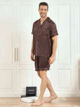 [Caffè] SilkSilky-IT Short Sleeve Lapel Collar Pigiami da uomo 005
