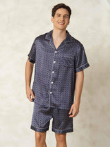 [Ginkgo Blu Navy] SilkSilky-IT Maniche Corte Collo a Taglio Pigiami da uomo 005