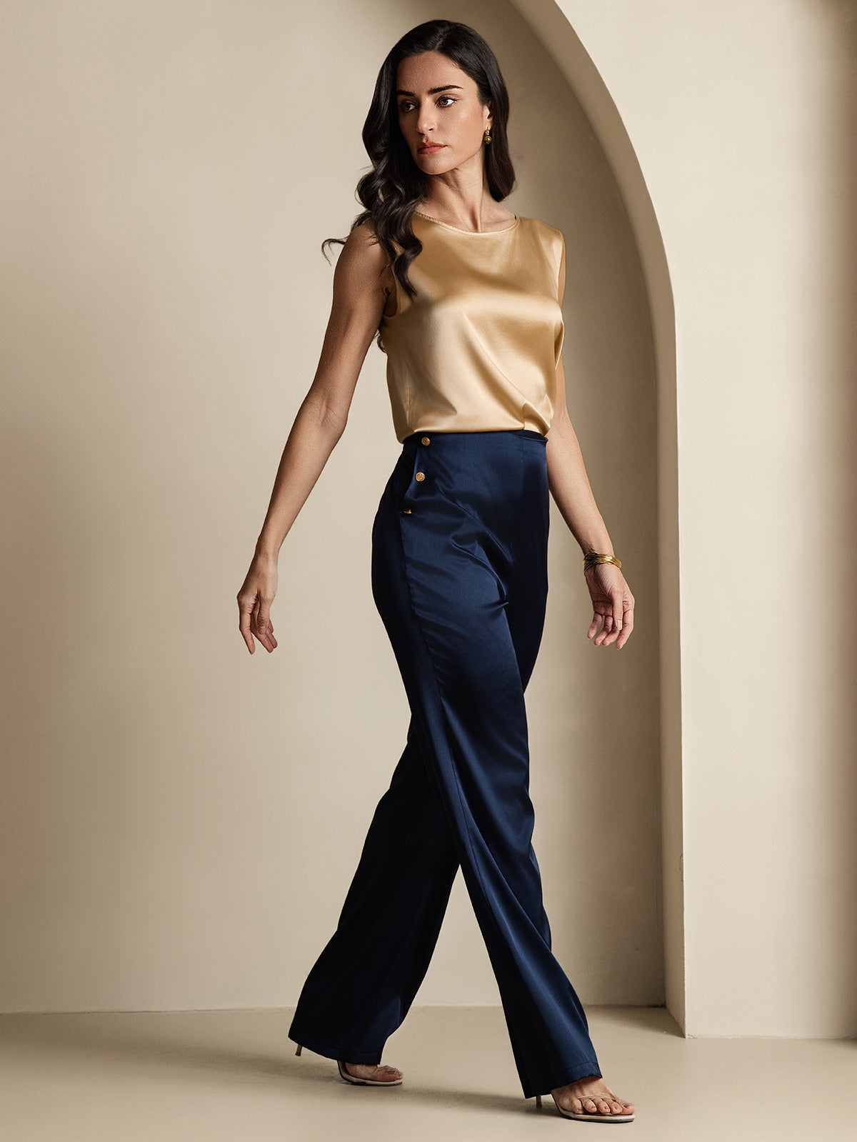 [Blu Scuro] SilkSilky-IT 19Momme Seta Womens Pants 007
